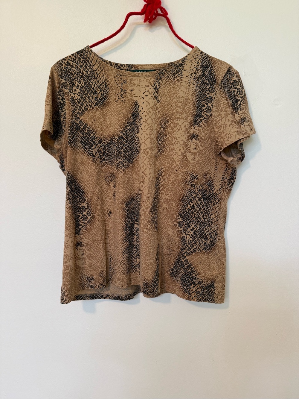 Ralph Lauren Brown Snake-Print Short Sleeve Tee